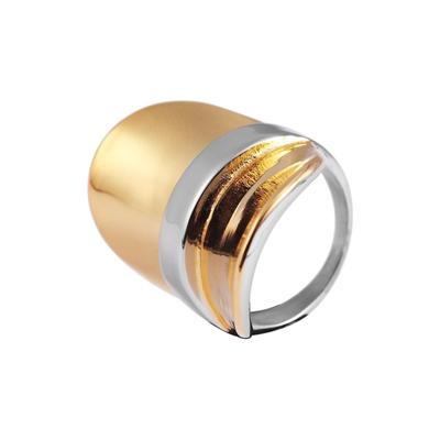 Fingerring AKZENT "aus Edelstahl in Bicolor-Optik" Gr. 58, bunt (bicolor), Fingerringe, Damen, 58, Edelstahl, Fingerring