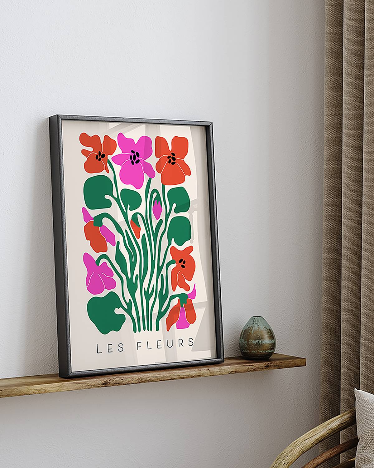 home24 I Love Lijst Les Fleurs Wanddecoratie - Beukenhout - Multicolour - 32 x 42 cm