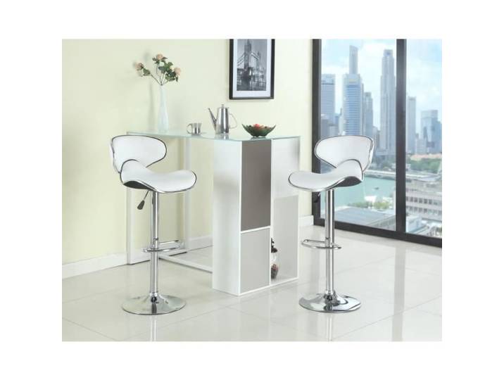 Lot de 4 tabourets de bar chaise haute design réglable Chaise papillon Blanc