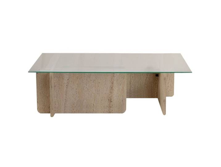 Salontisch - Farbe: Braun/beige marmoriert - Material: Glas - 63