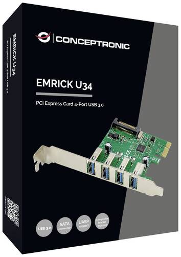 Conceptronic EMRICK U34, 4-Port-USB-3.0 PCI-Express-Karte Multimedia-Technik PCI Express Karten