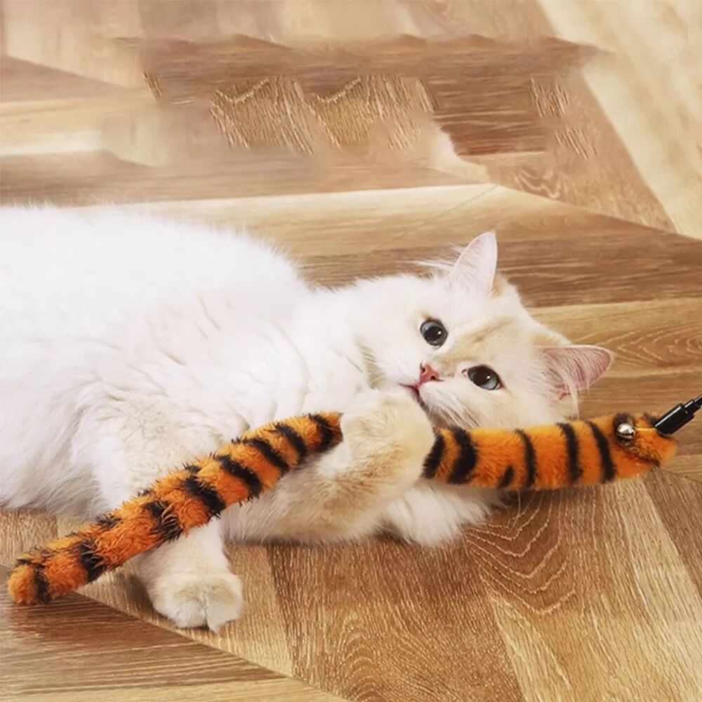 INF Faux Tail Katzenangel - Interaktives Katzenspielzeug mit langem Schwanz und Glöckchen