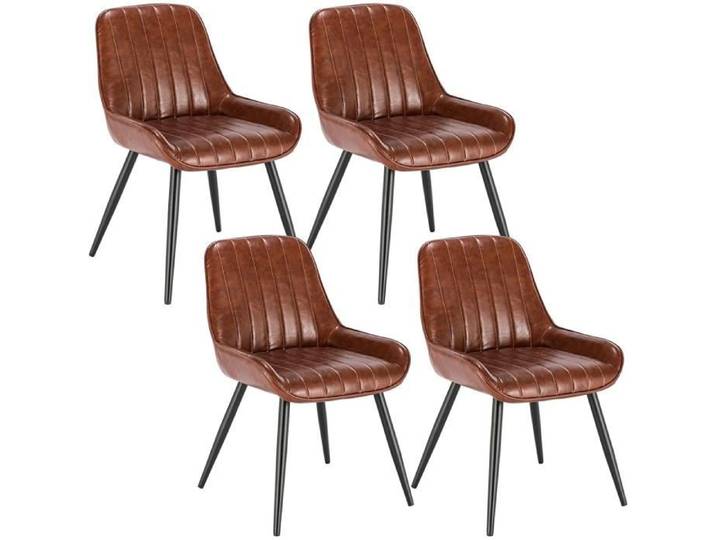 Chaises de Salle à Manger Lot de 4 avec Dossier Chaise de Cuisine Chaise de Salon en Similicuir + Métal Brune