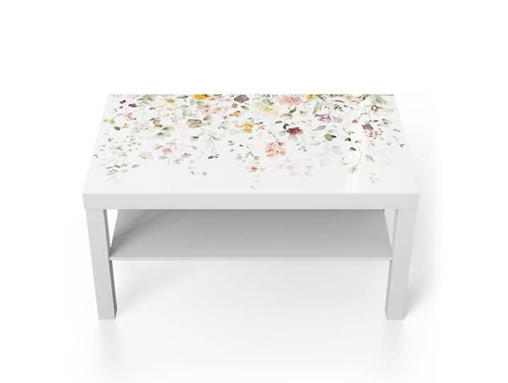 DEQORI Glastisch weiß groß 90x50 cm Motiv Zarte Blütenpracht ausgefallener Beistelltisch aus Glas Hochglanz Couchtisch fürs Wohnzimmer moderner Couch Tisch mit Design