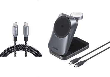 Prime Wireless Charging Station (3-in-1, MagGo, AirCool, Foldable) and Anker Prime USB-C to USB-C Cable (240W, Upcycled-Braided)