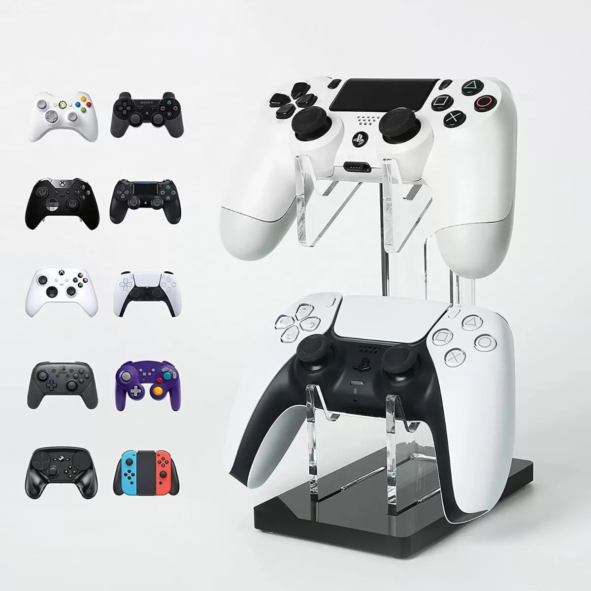 INF Support de Manette de Jeu en Acrylique - Support et Organisateur Double Transparent pour Gamepad Le noir