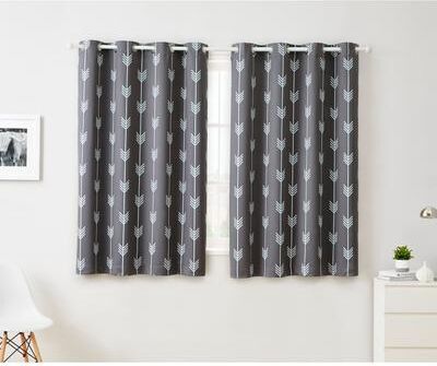 HLC.me Arrow Thermal Room Darkening Blackout Energy Efficient Window Curtain Grommet Panels - Set of 2
