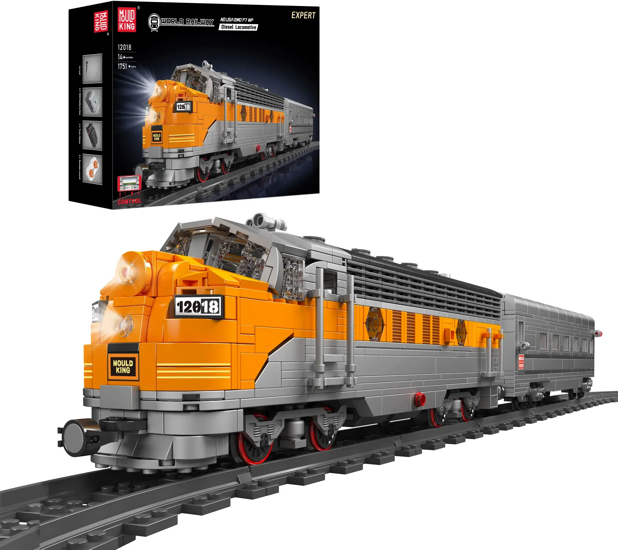 Mould King 12018S – Mould King EMD F7 WP Diesel Lokomotive