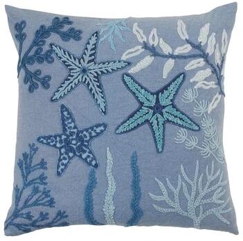 Saro Lifestyle Stonewashed Pillow With Starfish Design