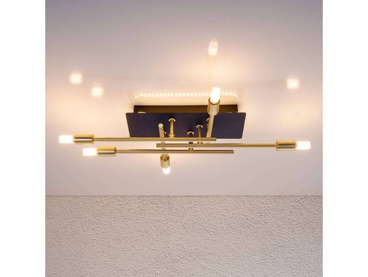 Plafonnier LED 45 x 10 x 25cm Noir/Noir/Doré 5 Aluminium verni LED Module LED