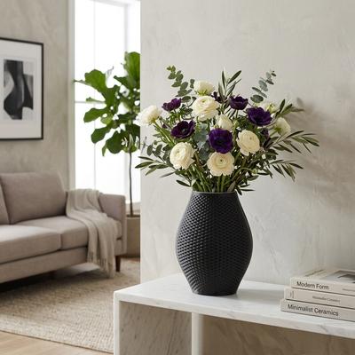 Sagebrook Home Fernando 3D Printed Stoneware Vase for Elegant Home Decor Style