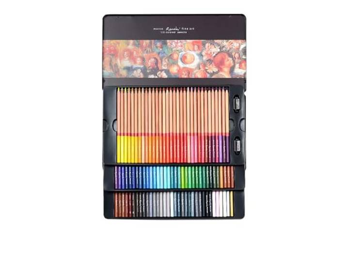 100 Farben Marco Renior Ölfarben Bleistifte Set Künstler Skizze Zeichnung Kunst Malerei Erwachsene Malbuch Metall Blechdose