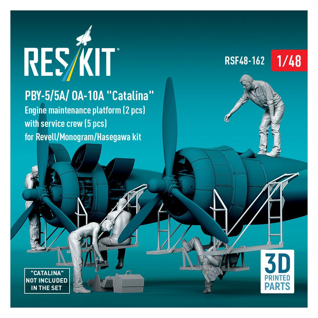 ResKit PBY-5/5A/ OA-10A Catalina Engine maintenance platform (2 pcs) with service crew (5 pcs) for Revell/M (RSF48-0162)