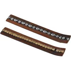 Räucherstäbchenhalter Holz - Exotischer Aschefänger für Räucherstäbchen & Wohnambiente - 26cm lang - Metallfinish gold oder silber - Dekoration & Geschenk