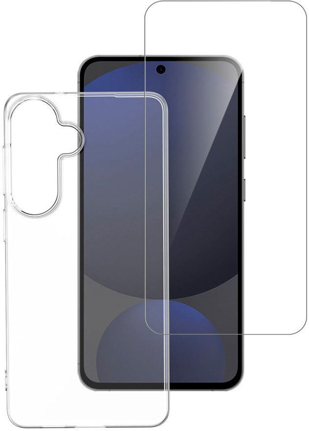 4smarts Samsung Galaxy S26+ (Plus) 2-i-1 Beskyttelsessæt - Cover & Skærmbeskyttelsesglas - Gennemsigtig