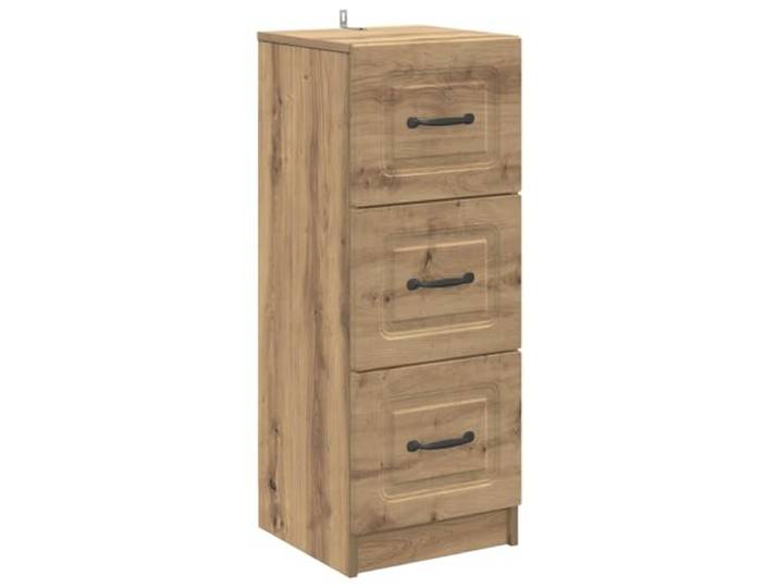 Schubladenschrank 33 x 34,5 x 87 cm Holzwerkstoff Artisan-Eiche Minimalistisches Design, rechteckige Form, mehrere Schubladen, Bogenöffnungen, Holzwerkstoff, Artisan-Eiche