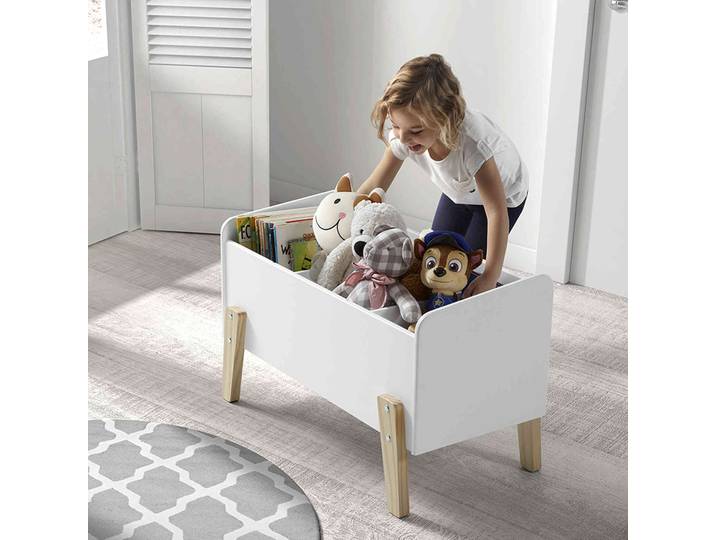 Coffre à jouets 80x39x48 blanc en bois CO2012