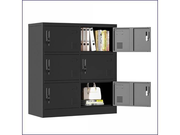 Cabinets à Fichiers & Armoire de Rangement Métal 6 Portes - Sécurisée pour Bureau/Ecole/Fitness/Maison - Noir