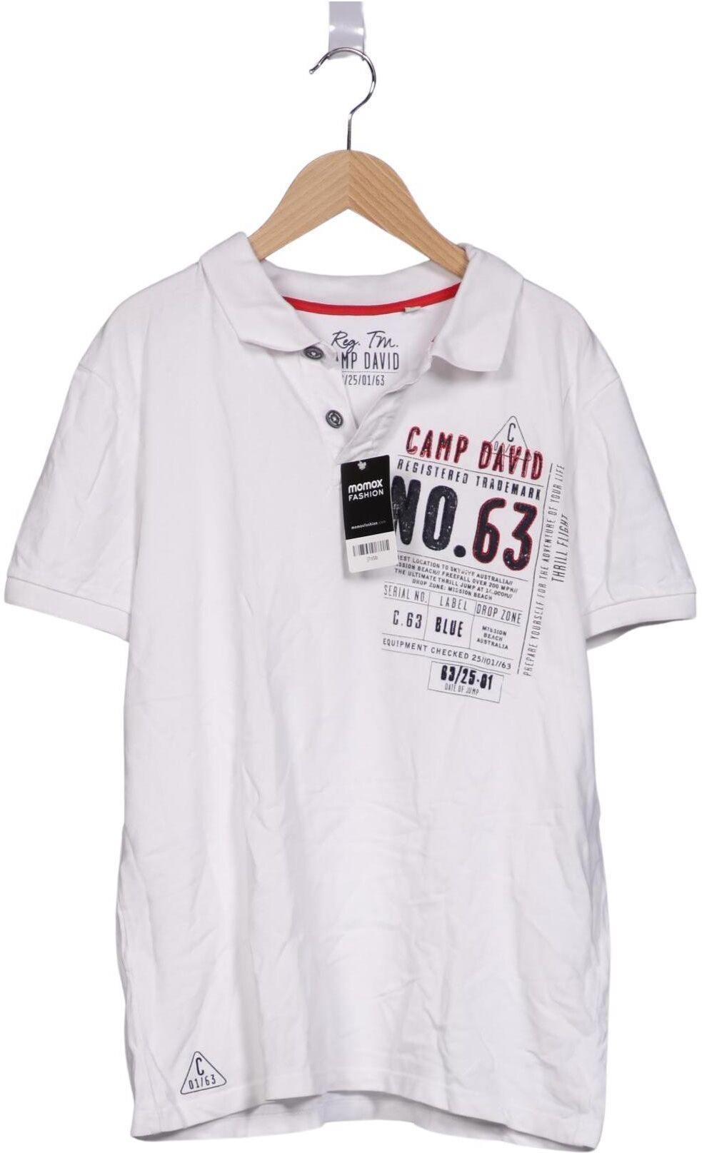 Camp David Herren Poloshirt, Weiß, Gr. L, Baumwolle - Second Hand
