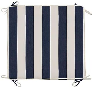 Replacement Ottoman Cushion with Zipper - 24x23 - Fast Dry, Canopy Stripe Navy/White - Ballard Designs