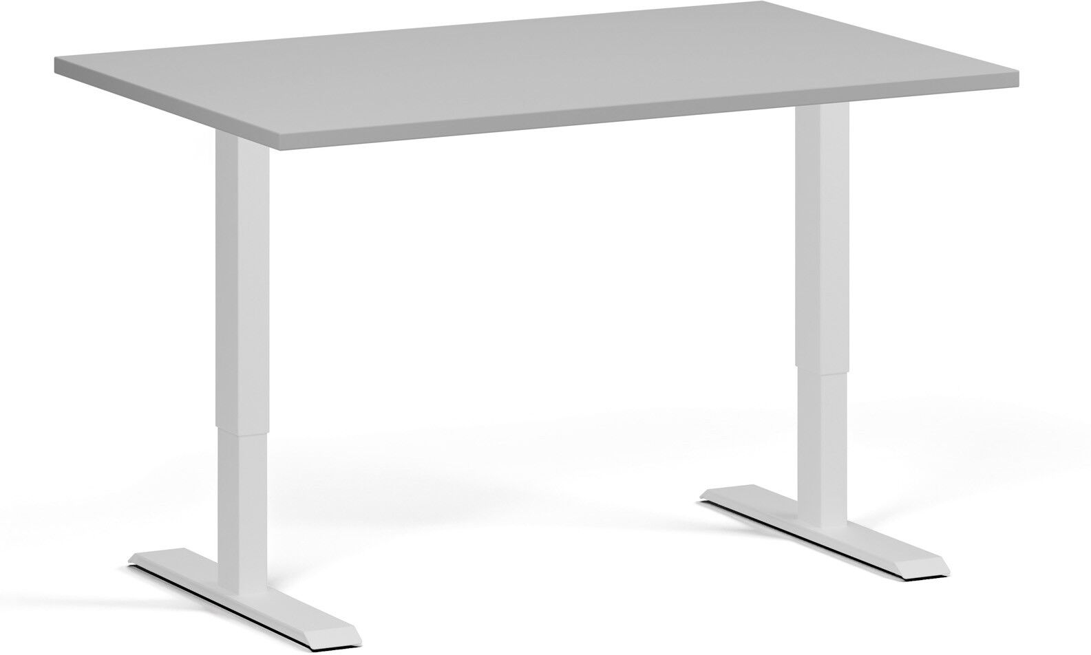 B2B Partner Höhenverstellbarer Schreibtisch, 2 Motoren, 74-121 cm, Tischplatte 120x80 cm, weißes Metallgestell, grau