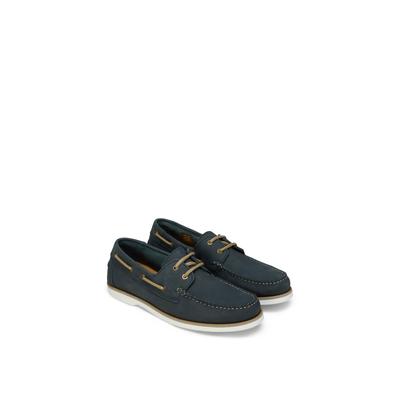 Mokassin MARC O'POLO "Nadal", Herren, Gr. 43, blau (dunkelblau), Nubukleder, kontrastfarbene Details, Schuhe Mokassin, Slipper, Sommerschuh, Flat mit Memory Foam