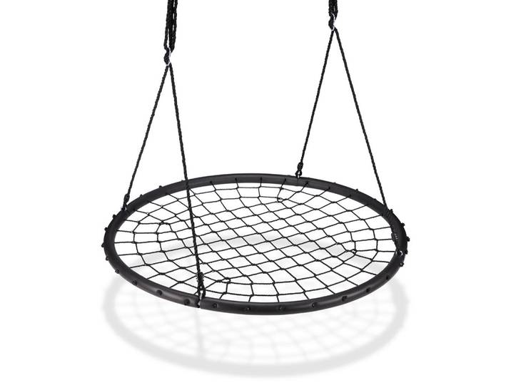 Relaxdays Nestschaukel Schwarz mit Netz 120 cm, Metall, Kunststoff, Textil, 120x140x120 cm, Freizeit & Co, Outdoor-Spielzeug