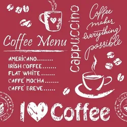 Mank Tassendeckchen Coffee Time in Bordeaux, Tissue 9-lagig, 90 x 90mm, 250 Stück - Untersetzer Einweg Kaffee Tee Kakao