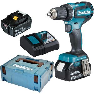 Makita Akku-Bohrschrauber DDF485RTJ, 18 V / 5,0 Ah, mit 2 Akkus, Ladegerät und Koffer