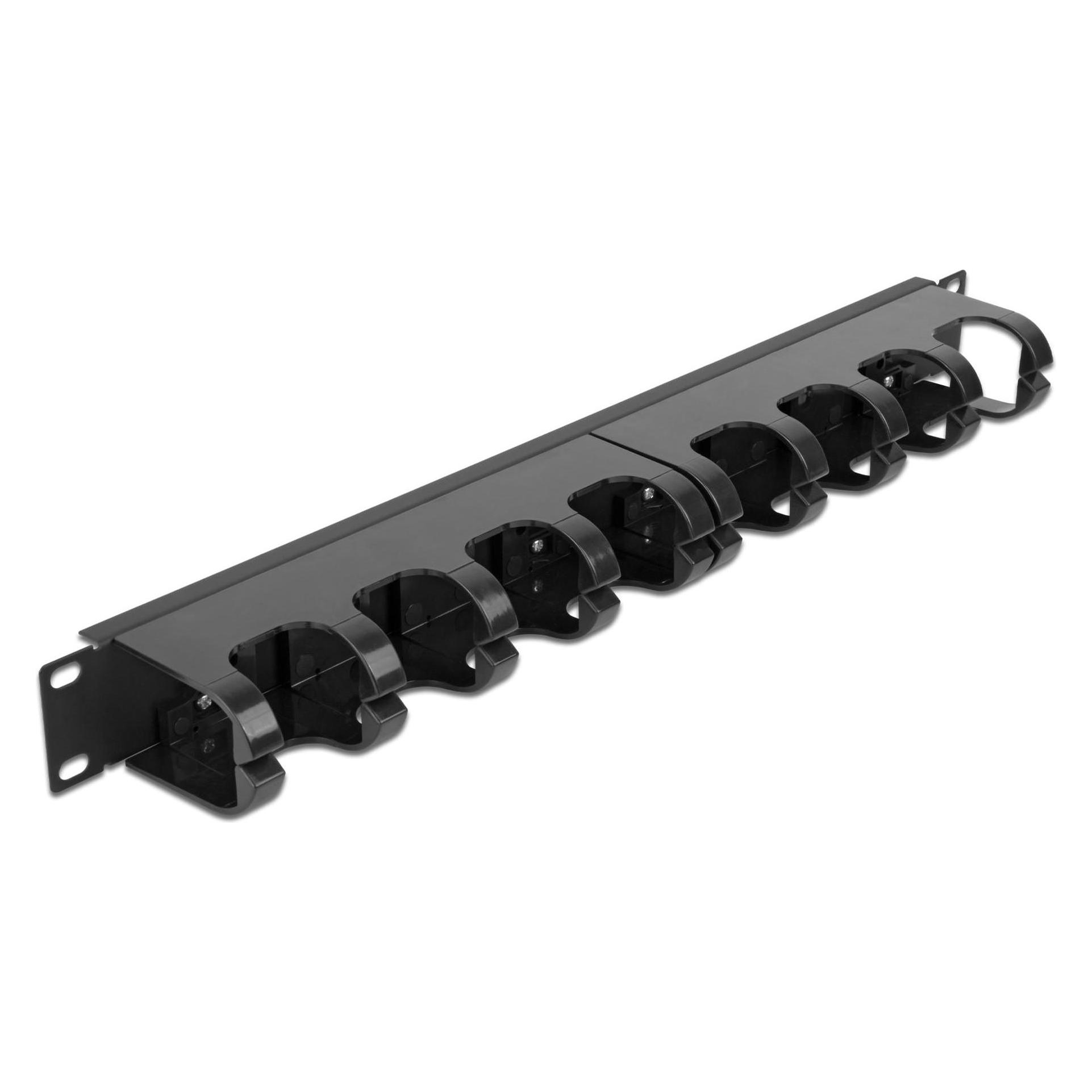 Delock 48,30cm (19") Kabelmanagement Rangierpanel mit 10 geschlossenen Kabelführungsbügeln 1 HE schwarz (66849)