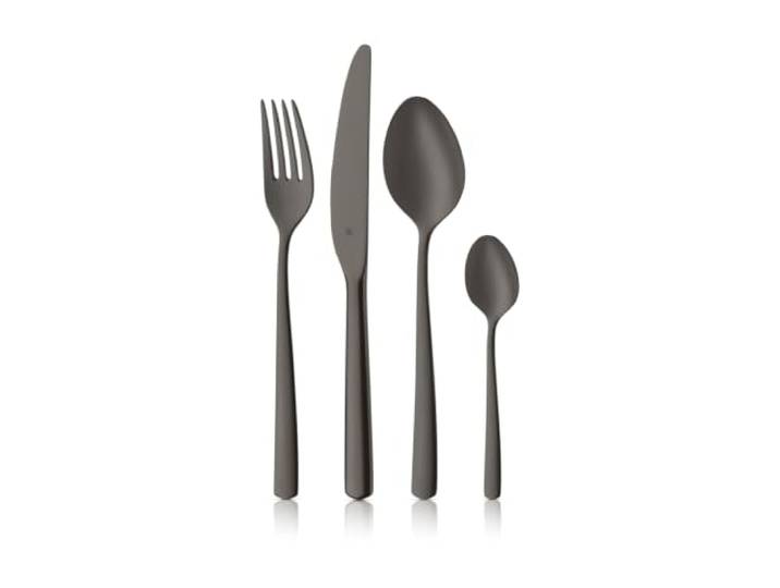 WMF Boston Besteck-Set, 24-teilig für 6 Personen in Dark Passion, Cromargan hochwertiger Edelstahl mit ergonomisch, geschmiedeten Messern mit Wellenschliff im Besteckkasten