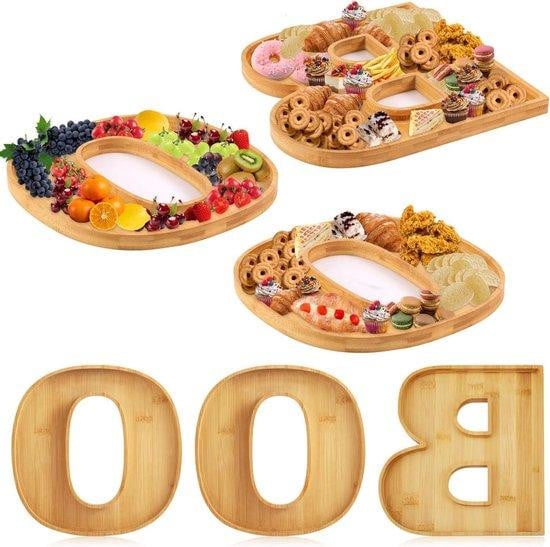 Houten Halloween serveerplank voor hapjes en kaas, Bruin