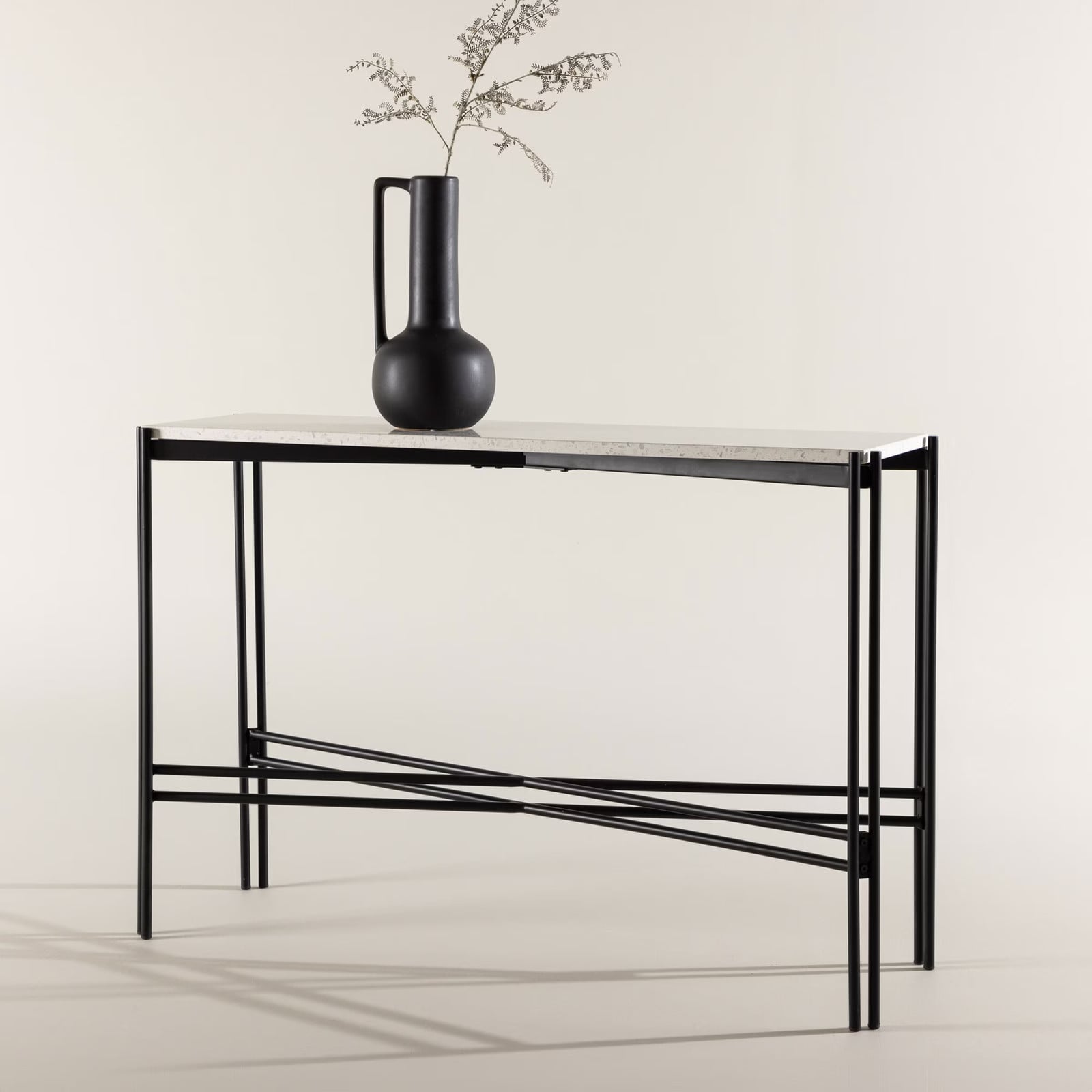 Nohr Sidetable Yasemin Terrazzo Wit - Breedte: 110 cm