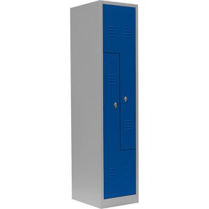 Lüllmann Spind 525101, Z-Spind, blau, 1 Abteil, 2 Fächer, mit Drehriegelschloss, 42 x 180 cm