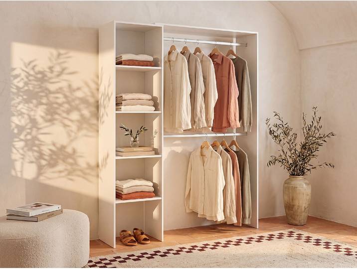 Kleiderschranksystem erweiterbar - 110/140 cm - Weiß - BELVANA