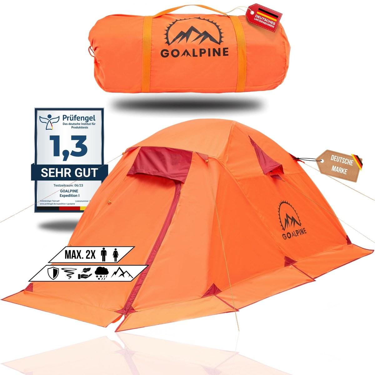 Wandelzelt Ultraleicht Campingzelt - 1 bis 2 Personen - Wasserdicht 4000 mm - Packmaß 17,4 x 18,2 x 46,4 cm - Für Wandern und Radtouren
