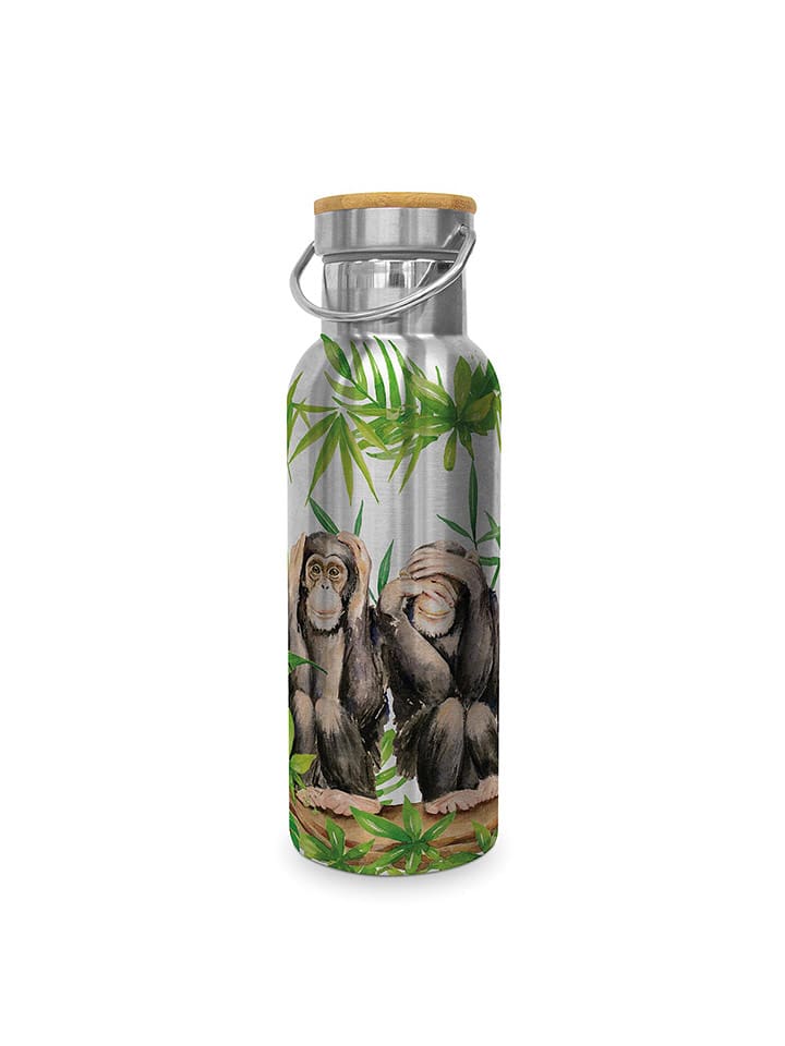 ppd Edelstahl-Thermoflasche "Three Apes" in Silber/ Grün - 500 ml - onesize