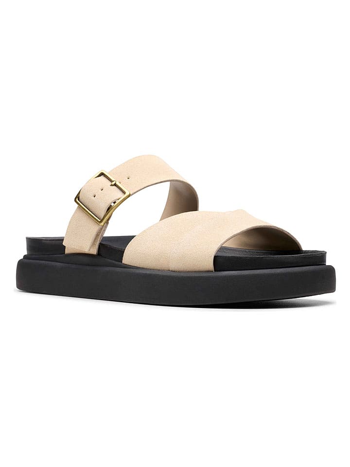 Clarks Leder-Pantoletten "Aristella" in Creme - 39
