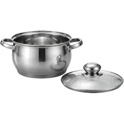 Swissgold Edelstahl-Topf 18cm 5-Schicht-Boden, Pfanne + Kochtopf, Silber