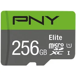 PNY Elite (256 GB, microSDXC, U1, UHS-I), Speicherkarte, Grün