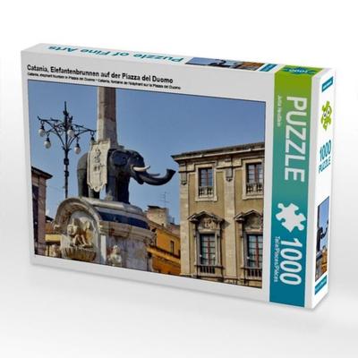 CALVENDO Puzzle Catania, Elefantenbrunnen auf der Piazza del Duomo 1000 Teile Puzzle quer | 1000 Teile Lege-Größe 64 × 48 cm Foto-Puzzle für