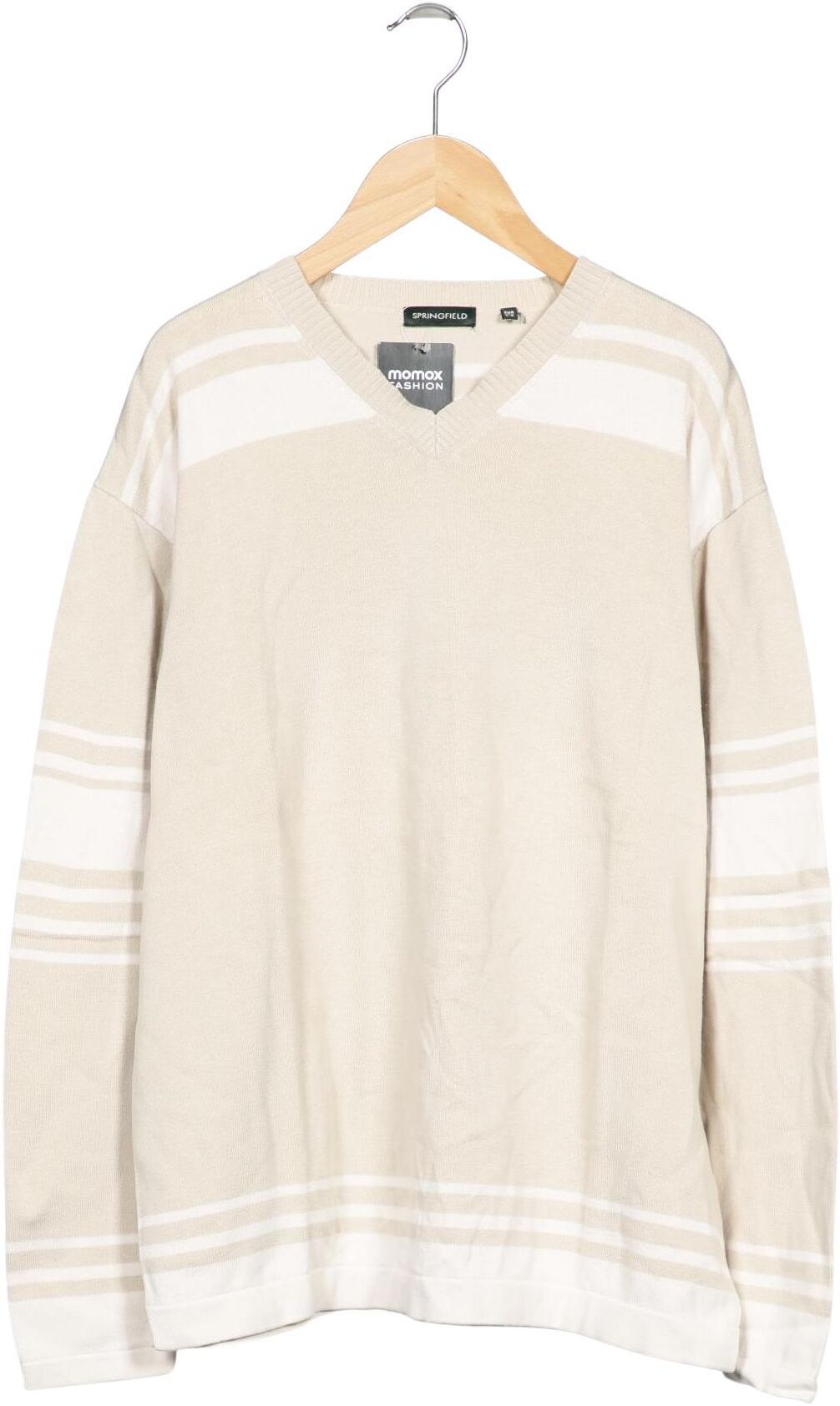 Springfield Herren Pullover, Beige, Gr. L, Baumwolle - Second Hand