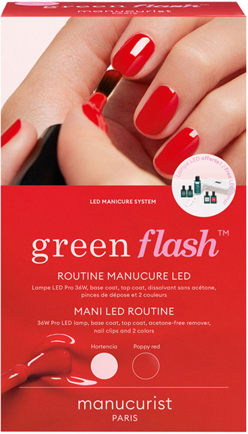 MANUCURIST Green Flash Led Nail Polish Hortencia & Poppy Red Gift Set
