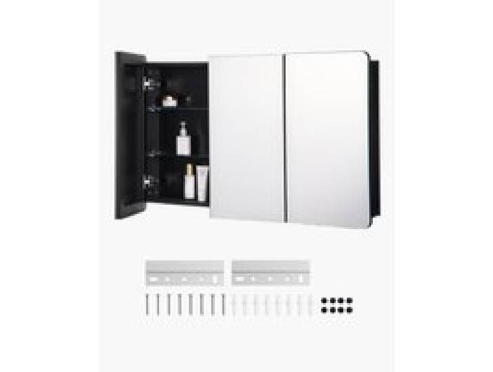 VEVOR Spiegelschrank verspiegelter Arzneischrank Medizinschrank (1017 x 135 x 647 mm) für Badezimmer mit 3 Türen & 3 Spiegeln, Einbau- und Wandmontage, Aluminiumrahmen, Badschrank