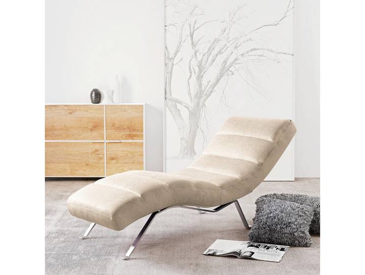 Livetastic Relaxliege Swing, Beige, Metall, 1-Sitzer, 65x65x171 cm, Made in EU, Relaxfunktion, Rücken echt, Wohnzimmer, Sessel, Relaxliegen