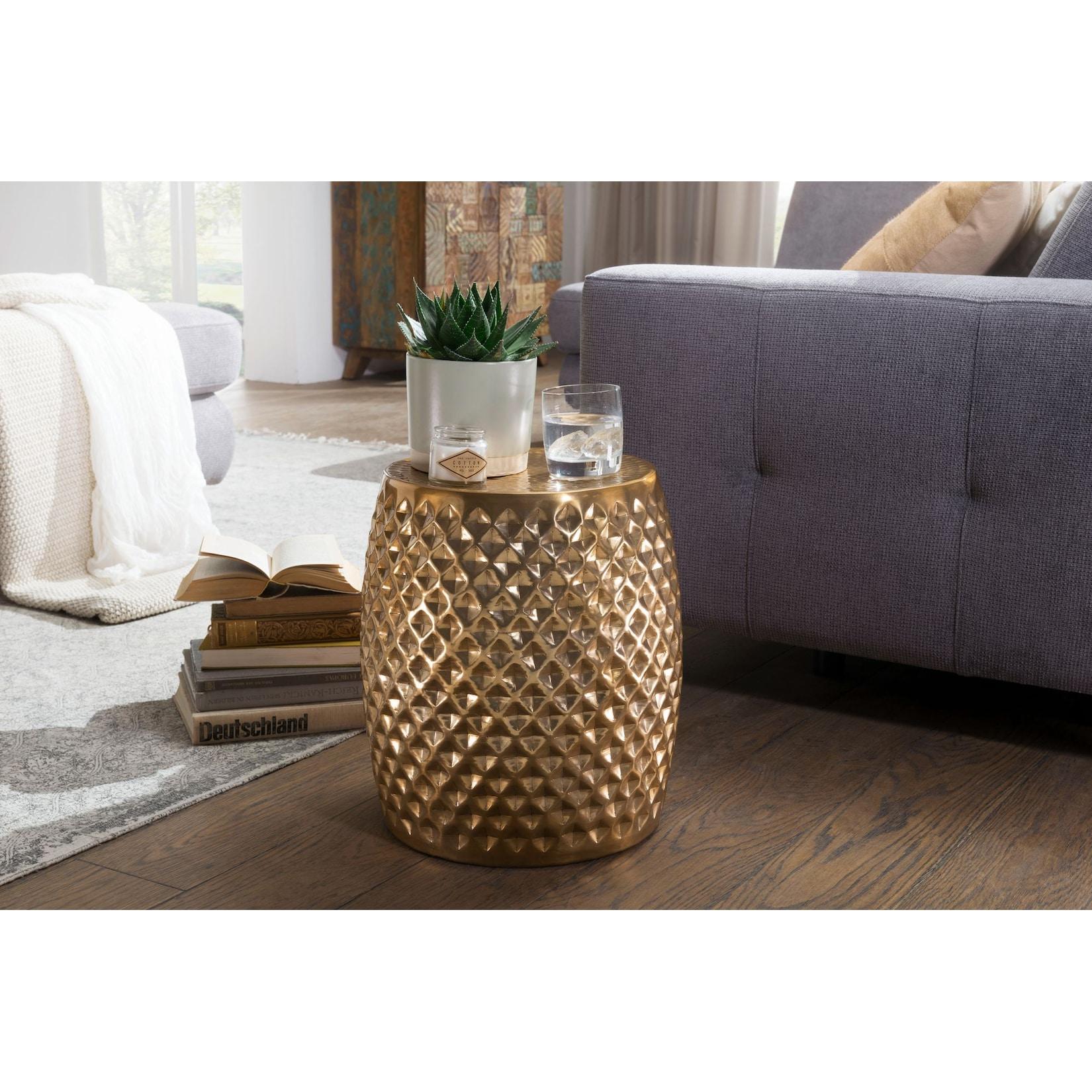 FineBuy Beistelltisch Wohnzimmertisch Alu Tisch Ablagetisch Couchtisch