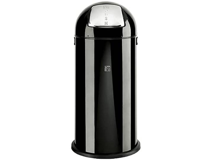 Abfallsammler mit Push-Klappe, 52 Liter, mit Push-Klappe, 84cm hoch, schwarz