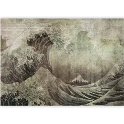 Artgeist, Tapete, Fototapete - Great wave in Kanagwa in retro style - landscape of rough sea (250 x 175 cm)