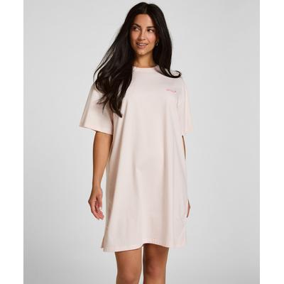 Schlafanzug HUNKEMÖLLER "Roundneck Nightshirt", Damen, Gr. XS/S, rosa, 100% Baumwolle, Homewear-Sets Schlafanzug