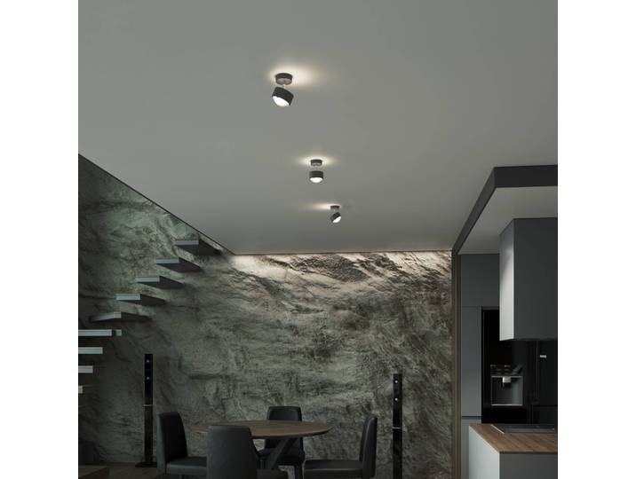 Top Light Puk! 80 Turn Up/Downlight Linse matt anthrazit Up & Down, dimmbar, schwarz, für Wohn- / Esszimmer, Aluminium, Modern